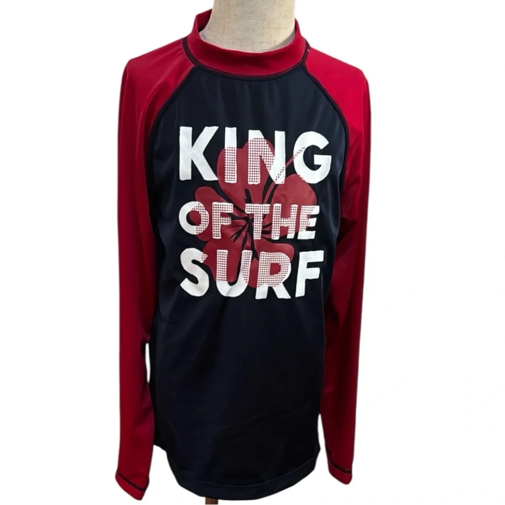 🏊 Gymboree Kids Swim Rashguard: Red and  Navy Blue